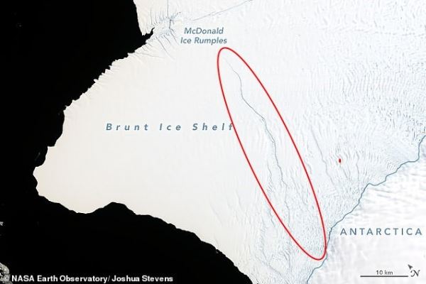 В Антарктиде от ледника Бранта скоро отколется айсберг в 30 раз больше Манхэттена 